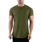 Herren Sommer Fitness Einfarbiges Gym T-Shirt Bekleidung Rundhals Kurzarm T-Shirt Baumwolle Slim Fit T-Shirt Bodybuilding Workout T-Shirts Oberteile