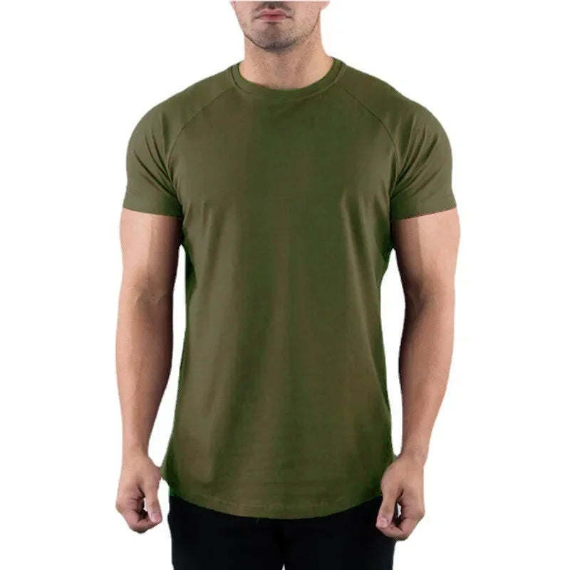 Herren Sommer Fitness Einfarbiges Gym T-Shirt Bekleidung Rundhals Kurzarm T-Shirt Baumwolle Slim Fit T-Shirt Bodybuilding Workout T-Shirts Oberteile