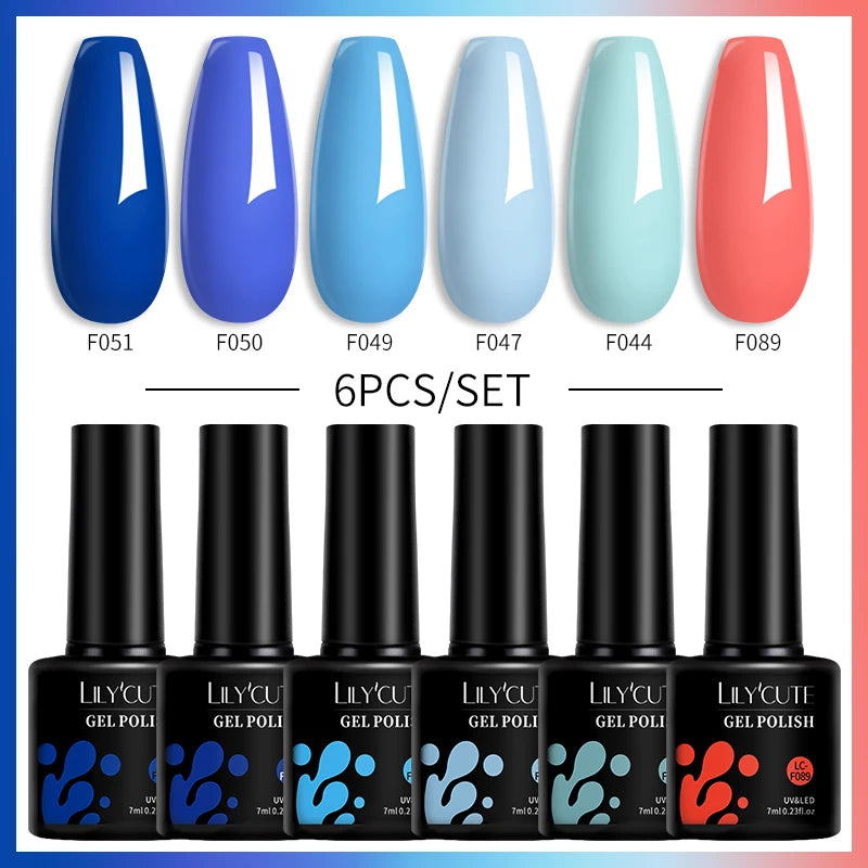 LILYCUTE 7ML 6PCS Neon Gel Nagellack Set fluoreszierend Farbwechsel Semi Permanent Soak Off Maniküre-Kit Nail Art Gel