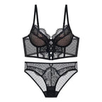 Push-Up-Dessous-Set aus Spitze für Damen, transparentes Chemise mit weichem Bügel-BH, Fischgräten-Teddy, sexy Braut-Flitterwochen-Outfit, S-XL