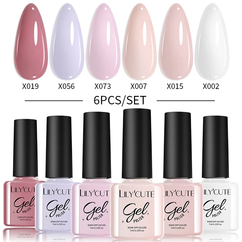 LILYCUTE 6PCS Gel-Nagellack-Set Sommer Neon Nagellack-Gel-Kits für DIY Nagel Semi-Permanenter UV-Lampe Gellack Nagellack-Set