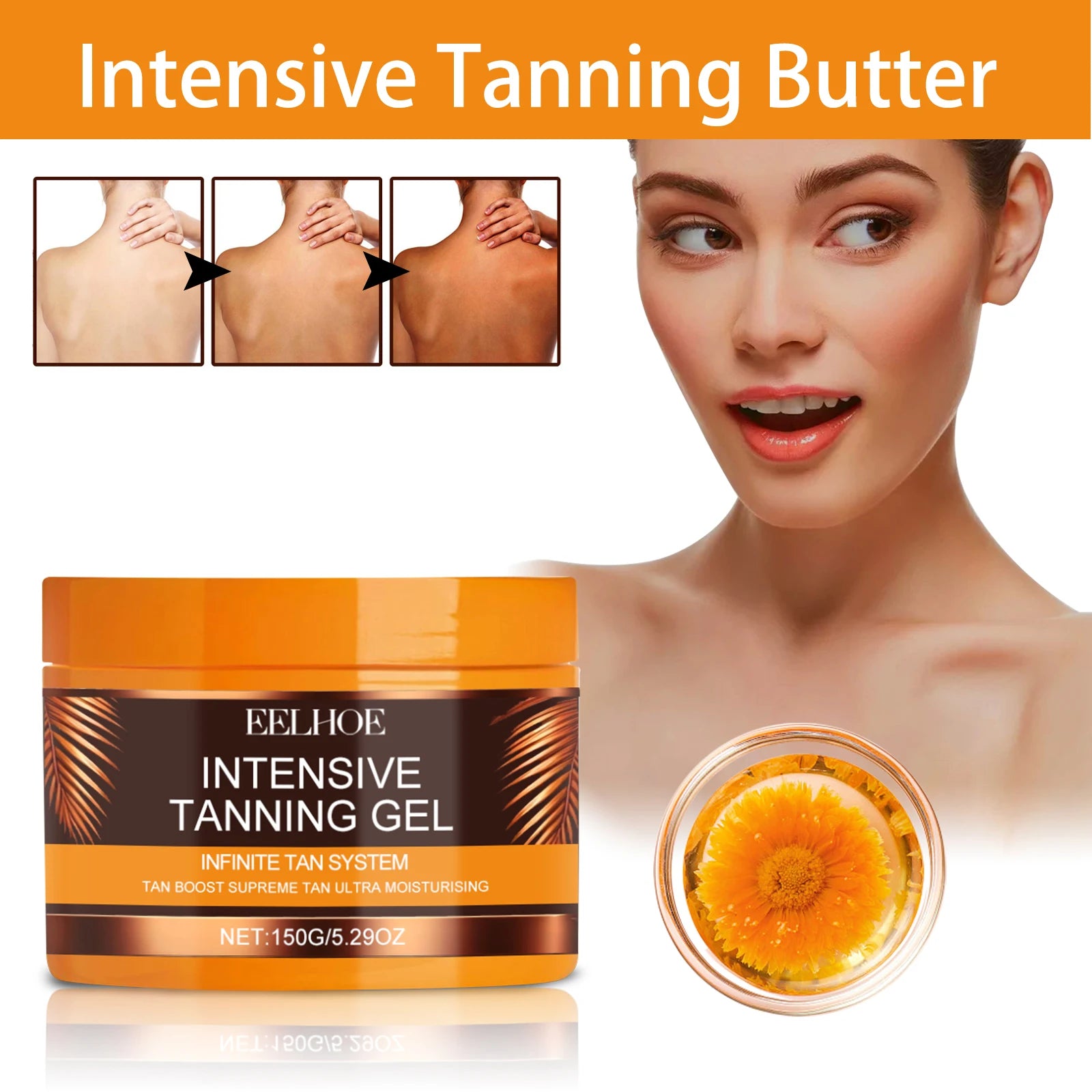 Intensives Bräunungsgel & Creme Set Beschleuniger Bräunung Dunkle Haut Lang anhaltend Feuchtigkeitsspendend Gesicht Körper Selbstbräunungscreme ohne Sonne