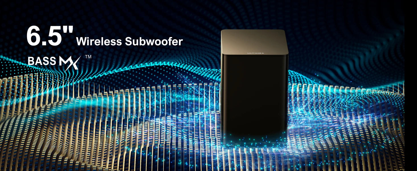 ULTIMEA 7.1 Surround Soundbar, 3D Virtual Surround Sound System mit Subwoofer, 2 Rücklautsprechern, Heimkino TV-Lautsprecher, Schwarz