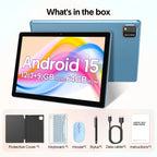 Neueste globale Version Android 15 Tablet, 10-Zoll-Tablet, Quad-Core-Prozessor, 1280*800 Auflösung, 12 (3+9) GB RAM, 64 GB Speicher