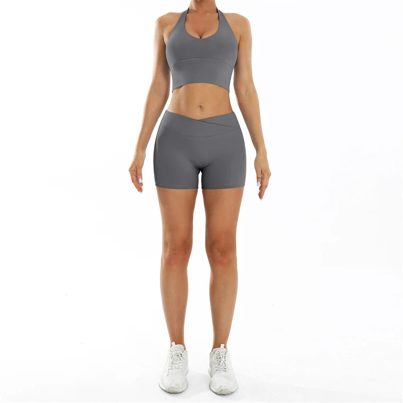 Scrunch-Sportanzug Damen Yoga-Set Gymnastik-Kleidung Sexy Sport-BHs und Schlaghosen-Sets Fitness-Outfits Damen Trainingskleidung