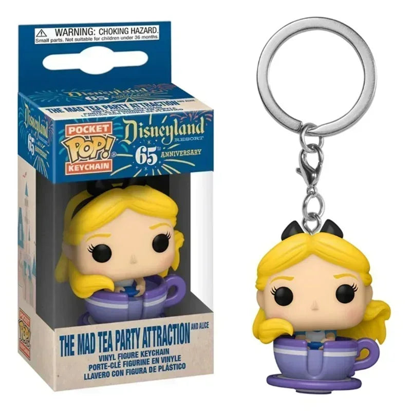 FUNKO Schlüsselanhänger Alice NEUESTE Ankunft Disneyland 65. Jubiläum Alice Teeparty Actionfigur Sammlerstücke Modell Spielzeug für Geschenke