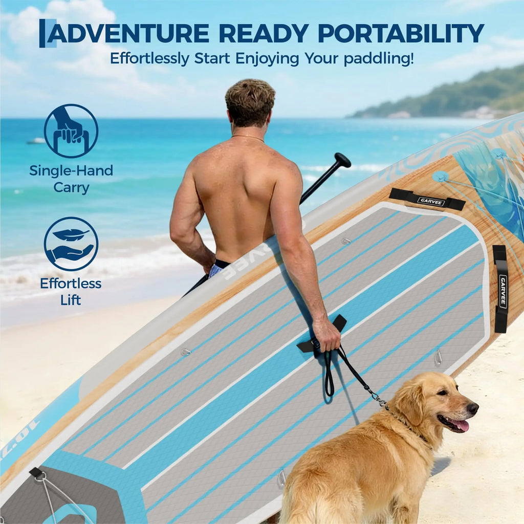 Aufblasbares Stand-Up Paddleboard Komplettset mit verstellbarem Paddel/Handpumpe für Wassersport und Surfen im Freien