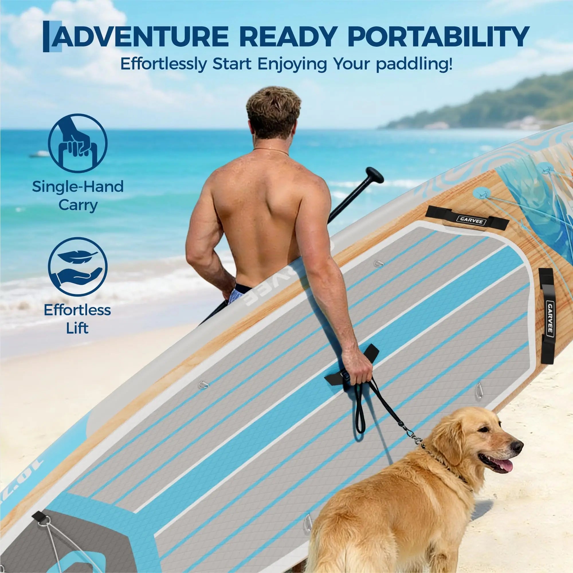 Aufblasbares Stand-Up Paddleboard Komplettset mit verstellbarem Paddel/Handpumpe für Wassersport und Surfen im Freien