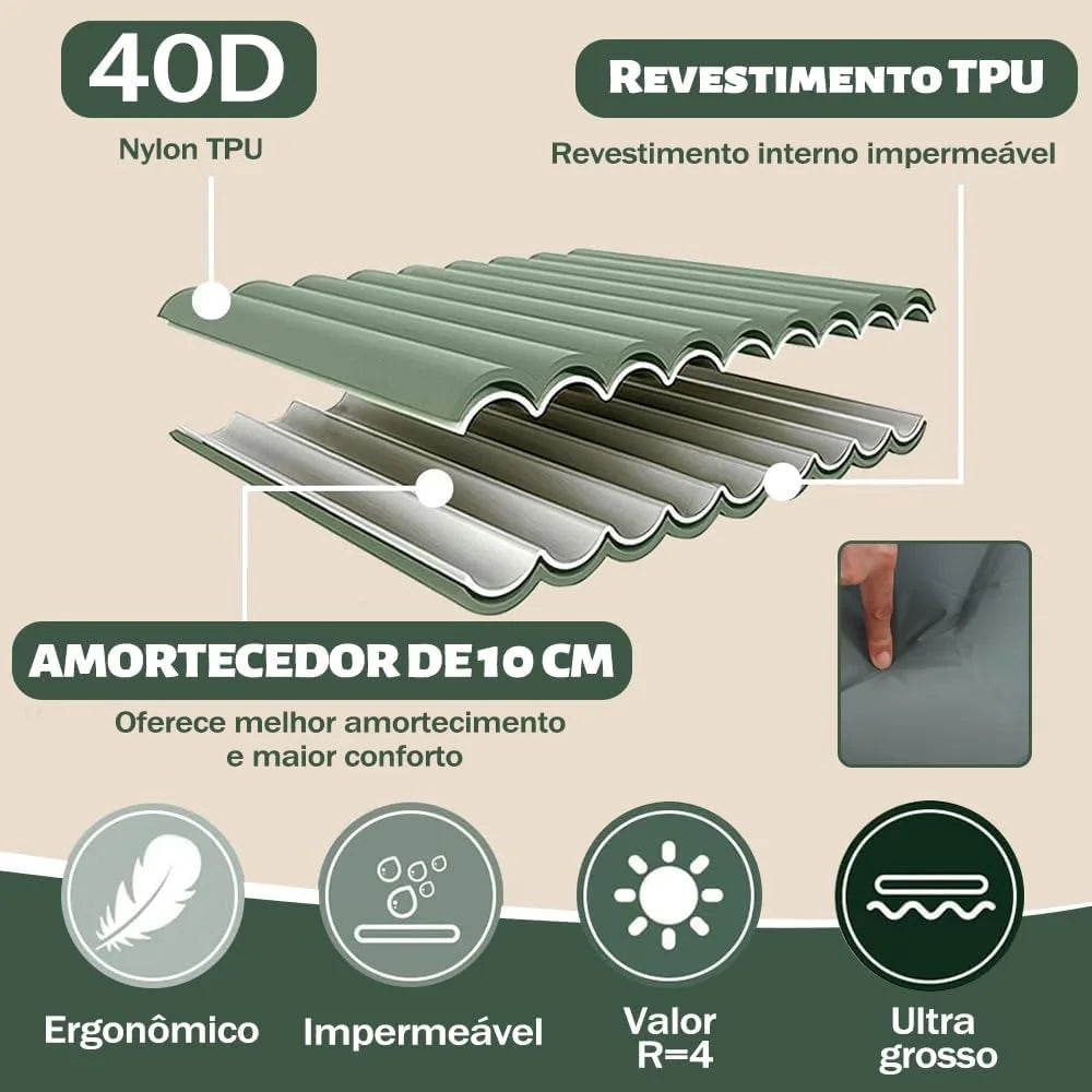 Extra dickes, 10 cm hohes Camping-Schlafpolster, selbstaufblasende Outdoor-Campingmatten, miteinander verbindbares Schlafpolster zum Wandern und Angeln