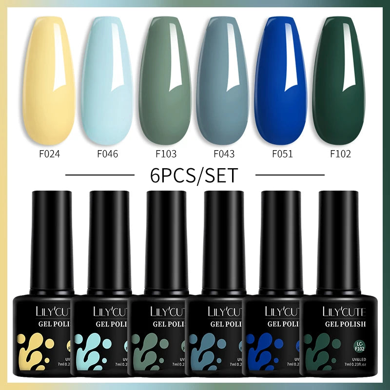 LILYCUTE 7ML 6PCS Neon Gel Nagellack Set fluoreszierend Farbwechsel Semi Permanent Soak Off Maniküre-Kit Nail Art Gel