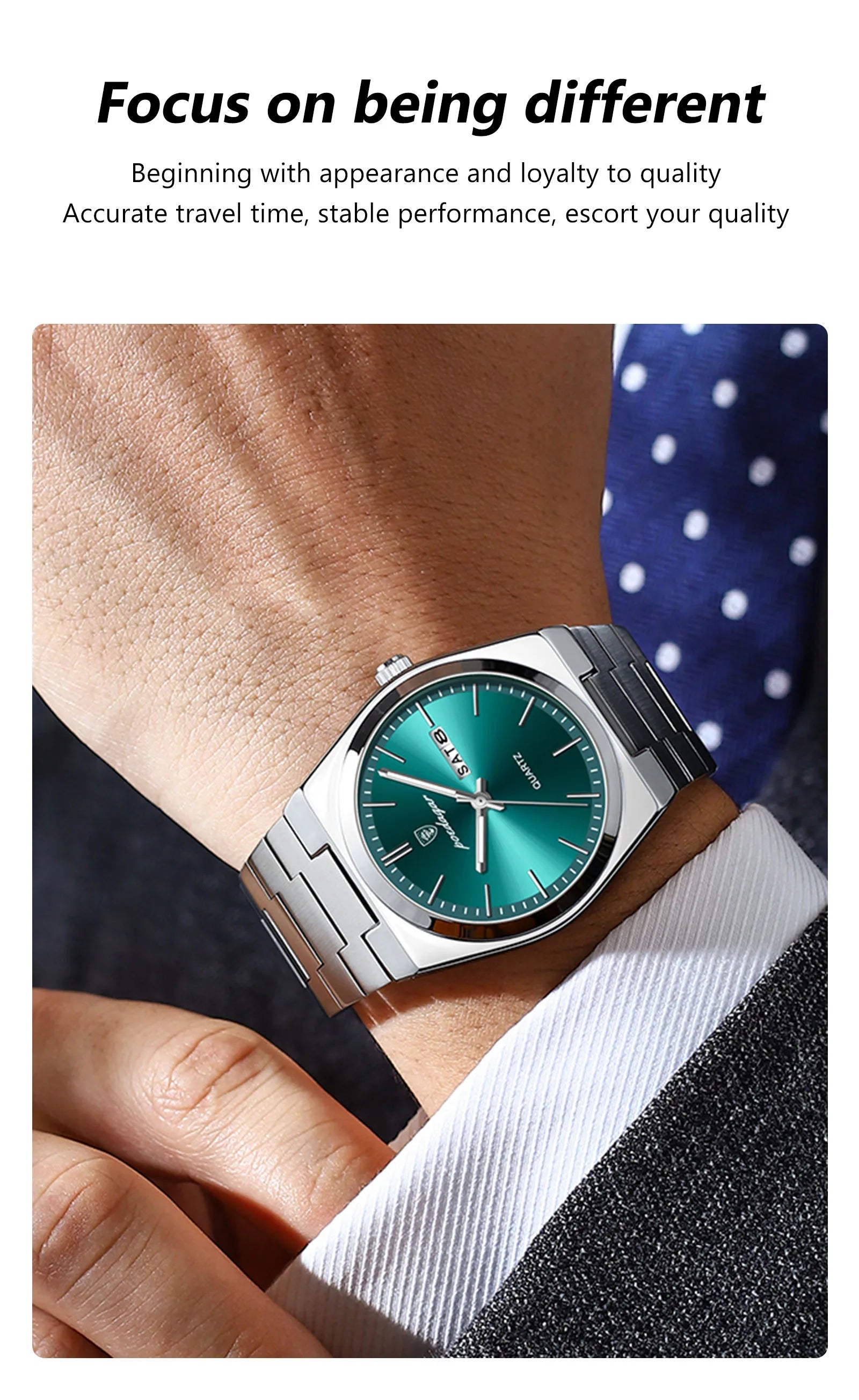 POEDAGAR Luxus Herrenuhren Wasserdicht Leuchtende Datumsanzeige Wochentag Herrenuhr Edelstahl Casual Mode Quarz Herren Armbanduhr Reloj
