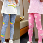 2/4 Stücke Kinder Mix-And-Match Leggings mit Liebes-Aufdruck, Mädchen, lässig, Joker, schmal, 9 Hosen, modische elastische Taille, Valentinstag-Hose