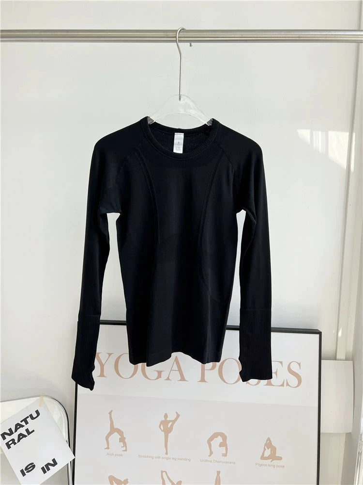 Seamless Yoga Top Women Long Sleeve Workout Shirt for Women Training Gym Clothes Stretchy Turtleneck Sportswear Activewear