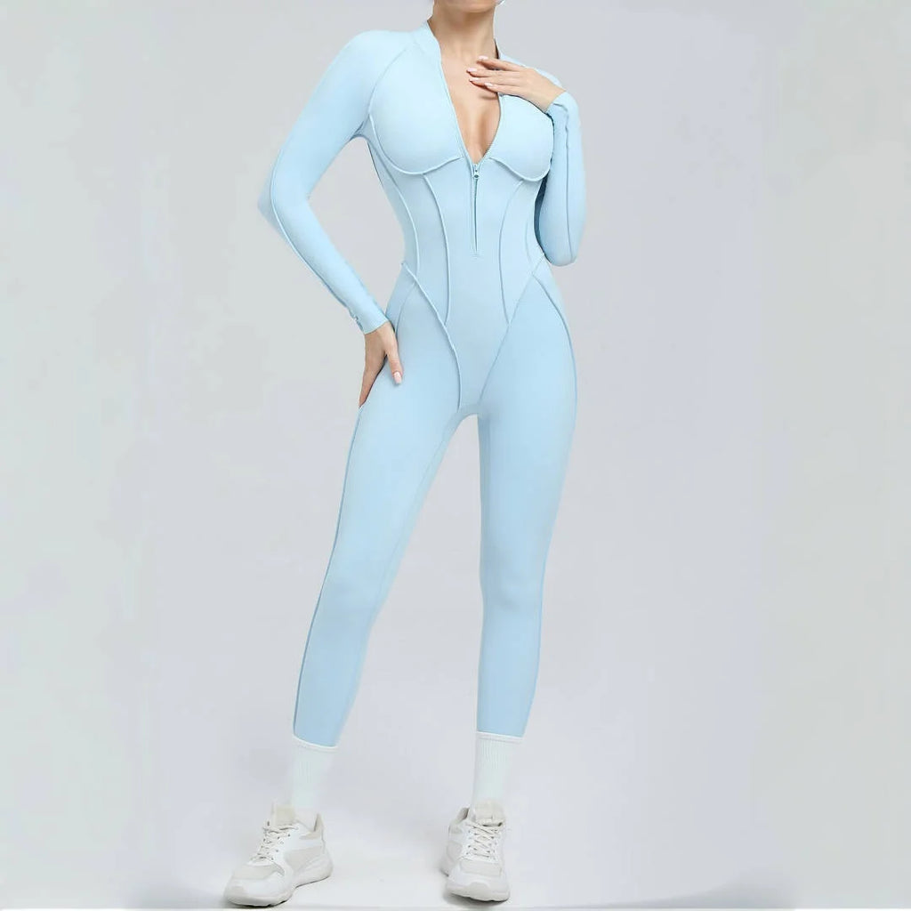 Women's Yoga Jumpsuit Hip Lift Sports Fitness Removable Padding Backless Zipper Leggings One-Piece Running Workout Gym Jumpsuit