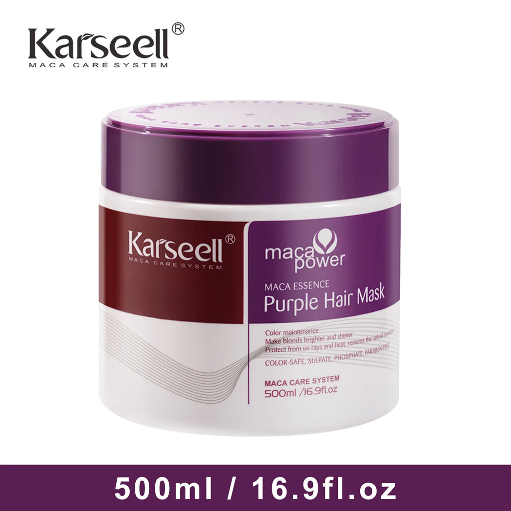 Karseell Lila Haarmaske 100ml/500ml Professionell neutralisiert Gelbstich für blondes, silbernes, graues und gesträhntes Haar