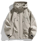 Windbreaker Herren Kapuzenjacke Reißverschluss Mantel Cargo Wasserdicht Schwarz Bomber Camping Loose Dünn Softshell Kapuzen-Wanderjacke