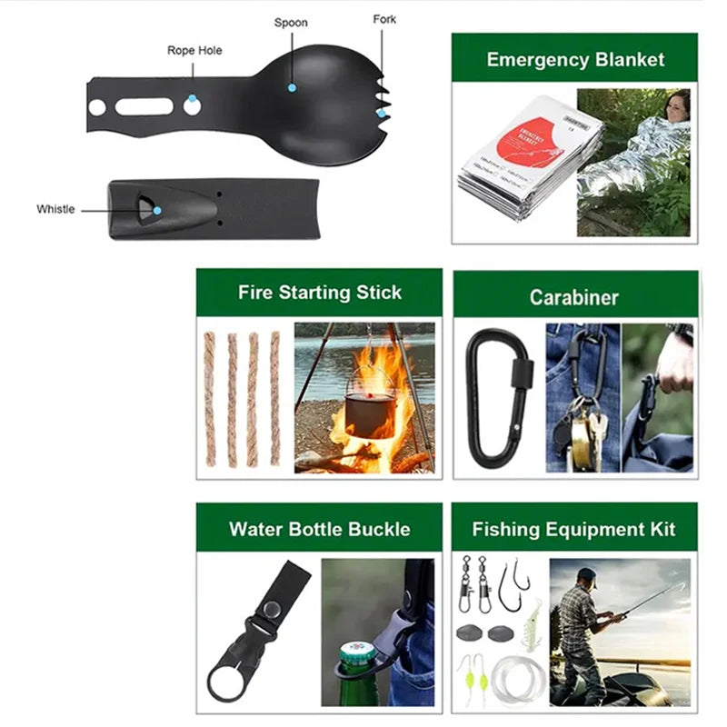 Erste-Hilfe-Kästen für den Außenbereich, multifunktionale Überlebensausrüstung, Notfallset, Trauma-Taschen, Camping, Wandern, Jagd, Abenteuertasche