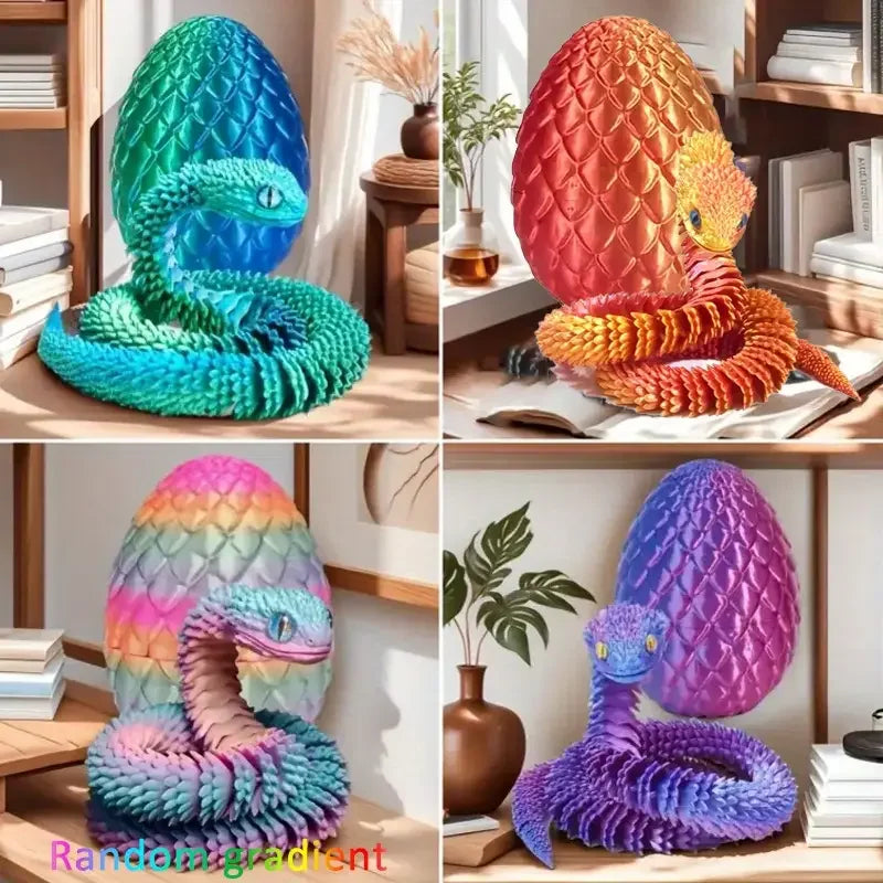 4tlg/Set 3D-gedrucktes Schlangen-Überraschungsei als Dekoration, flexible Gelenke, das beste Geschenk für 3D-Druck-Enthusiasten