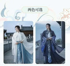 Originelles Chinesisches Blumenwolken Hanfu Kleid Herren Damen Traditionelles Weijin-Perioden Farbverlauf Kostüm Nischen Fee Cosplay Kleidung