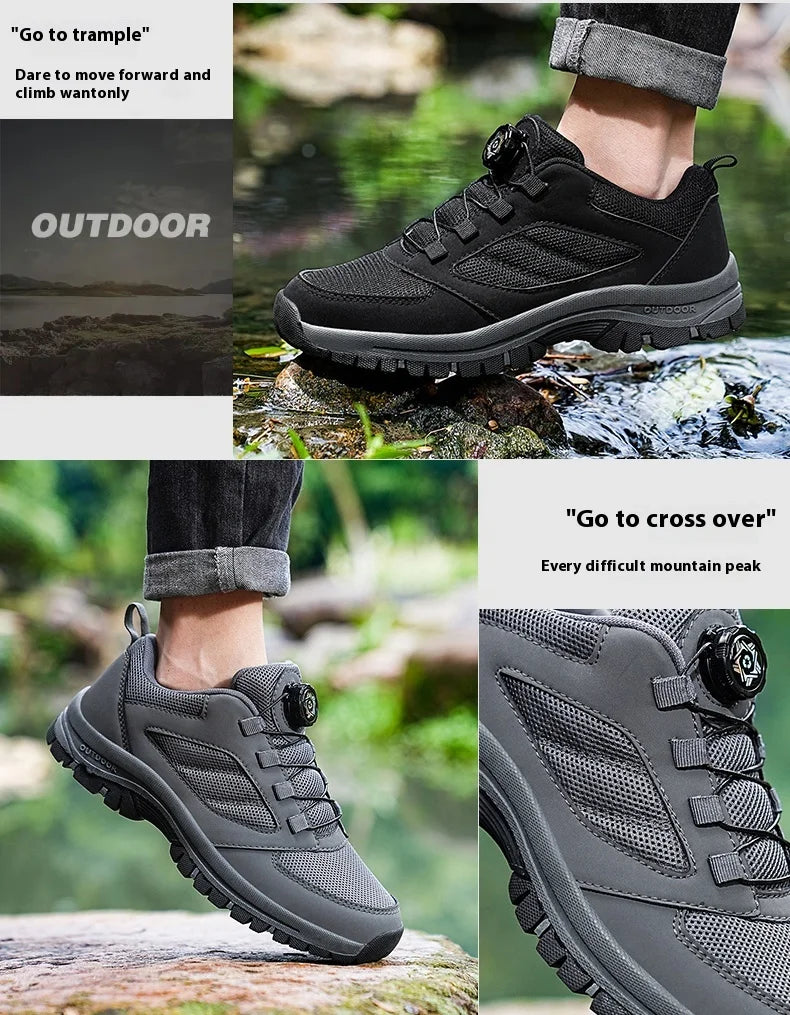 Herren-Outdoor-Sportschuhe für Frühling und Herbst mit drehbarer Schnalle, bequem, rutschfest, Wanderschuhe, große Größen 39–48