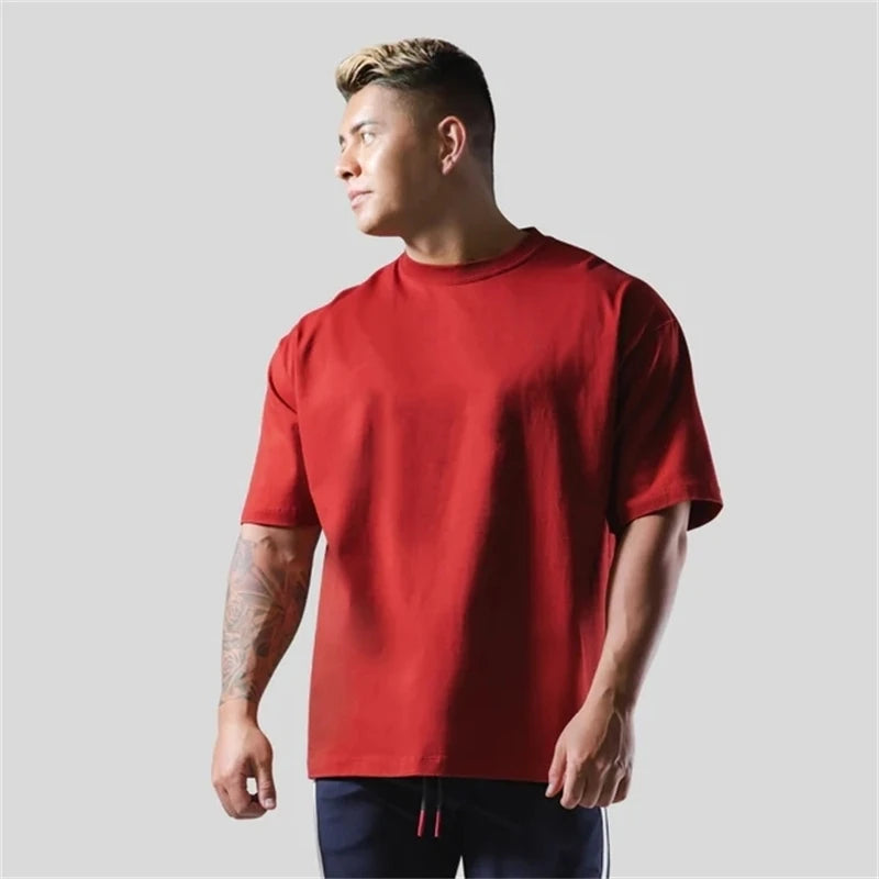 LYFT 100% Cotton Men's Gym T-Shirt Loose Fit Short Sleeve Sport Fitness Running Workout Training Shirt in Sizes M to XXXL