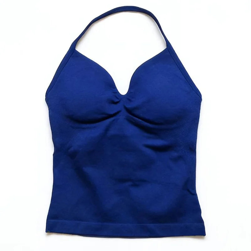 Gym Schöner offener Rücken BH Laufen Training Impact Neckholder Longline Trägertop Sport Yoga Weste Damen Fitness Tank Top