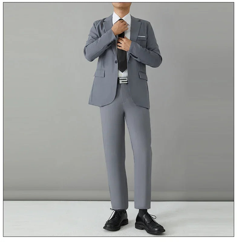 S-8XL Anzug Herrenmode Casual Outdoor (Blazer + Hose) Gentleman Business Hochzeit Slim-fit Formeller Britischer Stil Hochzeitsanzug