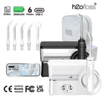 H2ofloss Munddusche Tragbar Munddusche 570 ml 140 PSI Hochdruck 6 Modi 5 Düsen mit Aufbewahrungstasche USB Wiederaufladbar
