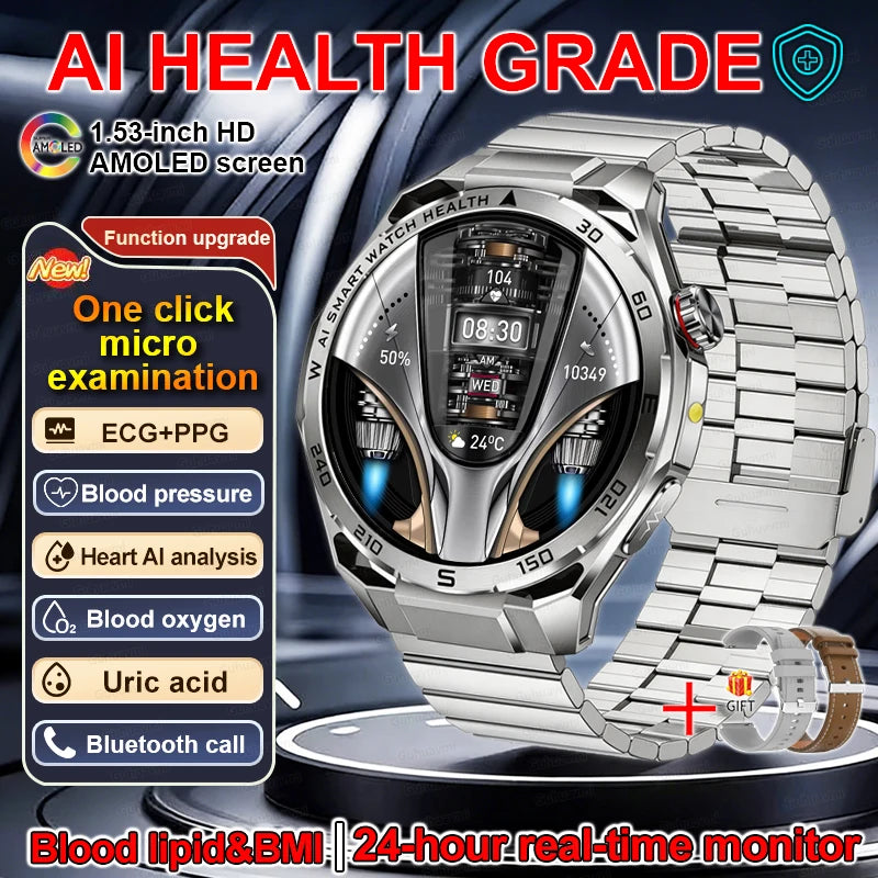 EKG High-End Gesundheits-Smartwatch Herren Blutdruck Lipide Blutsauerstoff Körperanalyse Harnsäure Gesundheitstracker Smartwatch Herren Damen