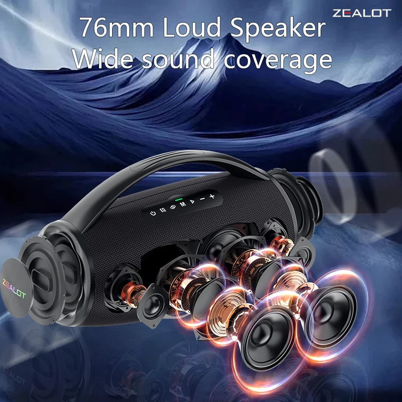 ZEALOT-S97 80W Tragbarer Bluetooth-Outdoor-Lautsprecher, HiFi-Sound, Subwoofer, Dual Pairing, Schnellladefunktion, 16000mAh Akku Zweitbild