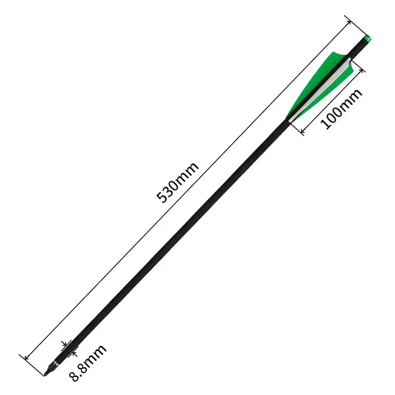 Carbon-Armbrustpfeil mit ersetzter Pfeilspitze, Bogenschießbolzen, Schießzubehör, Jagd, ID8.8, AD7.6, 20"