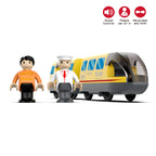Kid Magnetische Elektrische Zug Lokomotive Holzschienen Slot Diecast Eisenbahn mit Zwei Waggons Zug Holzspielzeug Biro Leduo Gleis