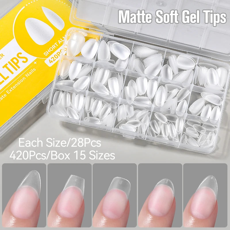 UR SUGAR 3tlg. Künstliche Nägel Set mit 420Stk. matten Soft Gel Tips Solid Glue Gel Entferner Schnelles Nagelverlängerungs-Kit Nagelpflege Starter-Set