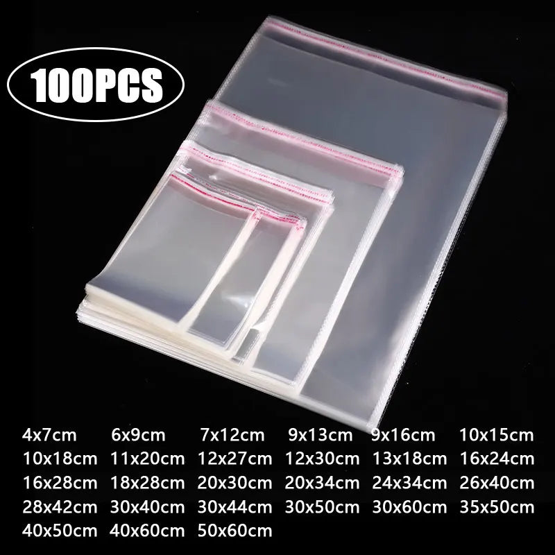 100 Stück OPP selbstklebende transparente Plastiktüte Kleidung Schmuck Verpackung Selbstklebende Keks-Bonbon-Verpackung Cellophan-Beutel