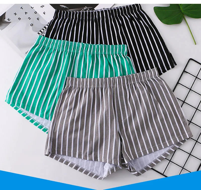 Herrenunterwäsche Boxershorts Gestreifte Lose Shorts Trend Herren Slips 100% Baumwolle Arrow Pants Klassische Basics Hauskleidung Schlafunterhosen