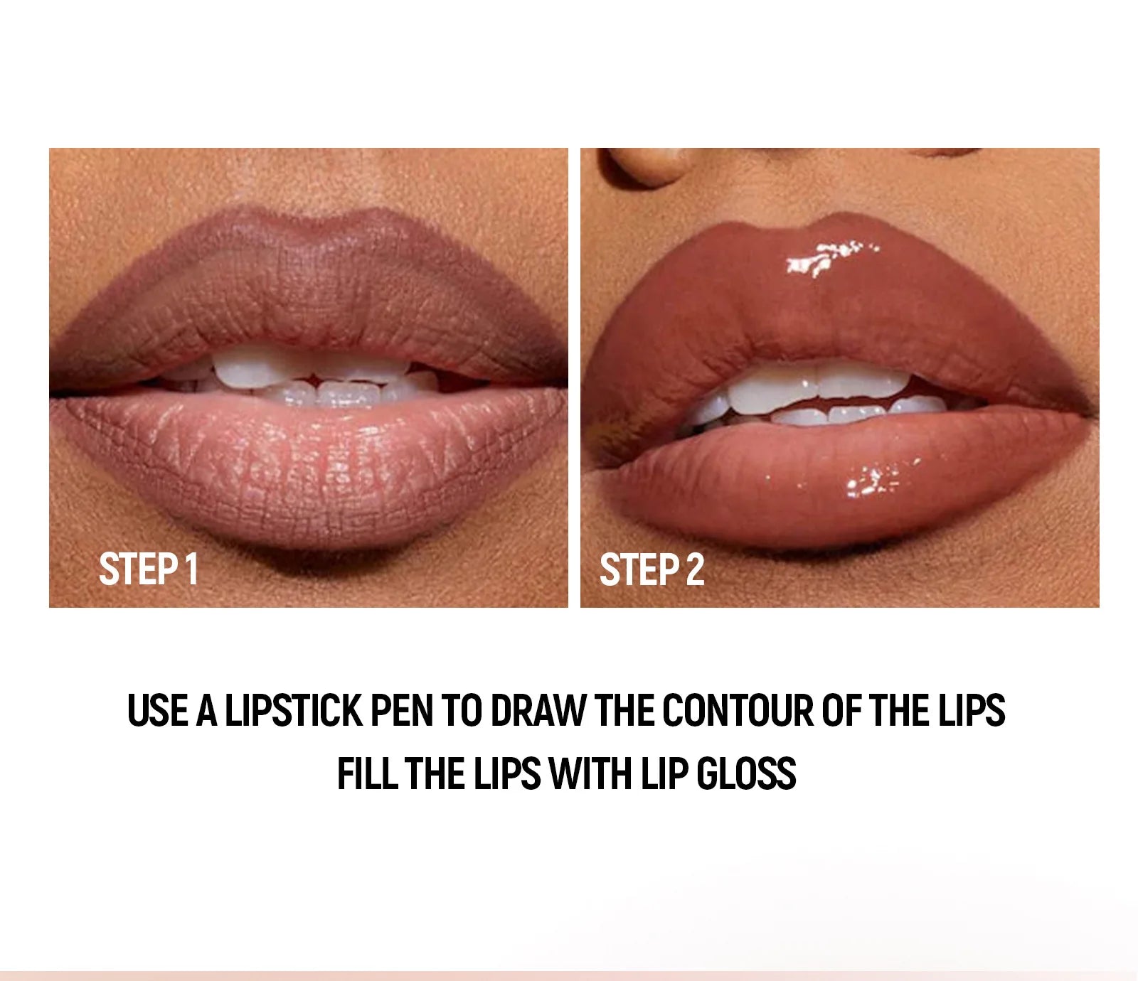 Schwarzer brauner, spitz zulaufender Lipliner-Konturenstift, doppelseitiger Spiegel, aufpolsternder Lippenglanz, kristallklarer Lipgloss, sexy roter Lippen-Tint-Make-up