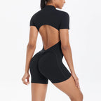 Reißverschluss Gym Jumpsuit Kurz Damen Yoga Sets Sport Outfits Weibliche Yoga Overalls Workout Kleidung Fitness Anzug Damen Trainingsanzug