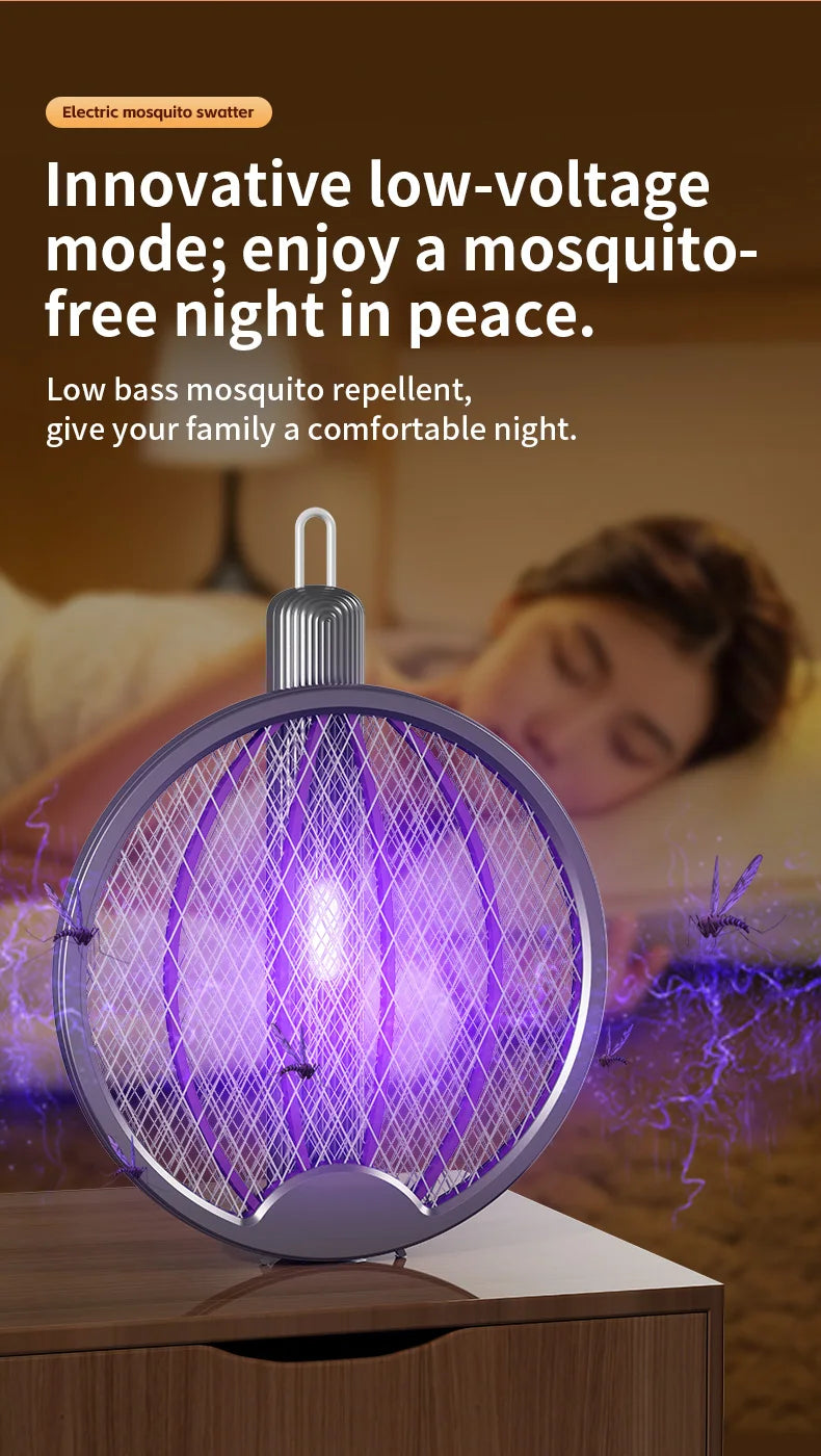 Faltbare elektrische Mückenklatsche 3-in-1 elektrische Mückenlampe wiederaufladbare Wand-Mückenklatsche