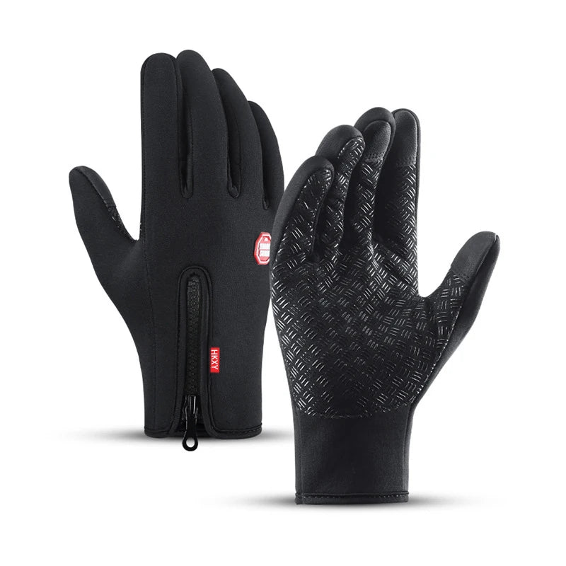 Winter Fahrradhandschuhe Herren Damen Motorrad Fleece Sport Reißverschluss Herbst Touchscreen Warm Wasserabweisend Winddicht Rutschfest Handschuh