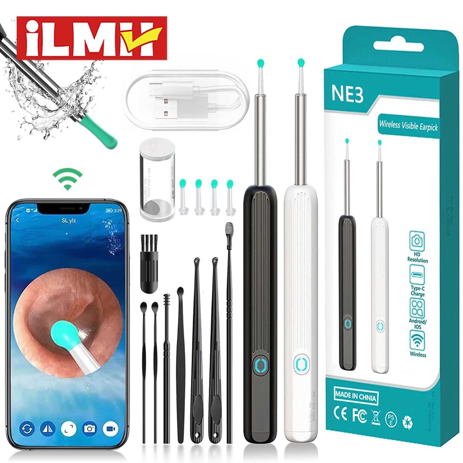 Intelligenter visueller Ohrenreiniger HD Ohrenstäbchen Otoskop USB-C-Ladeendoskop Ohrenschmalzentferner Ohrenschmalz-Entfernungswerkzeug Ohrenschmalz-Minikamera Gesundheitspflege-Set Hauptbild