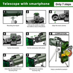 80x100 HD ZOOM Leistungsstarkes monokulares Teleskop Tragbares Fernglas Langstrecken-Teleskop Jagd Camping mit Stativ und Telefonclip