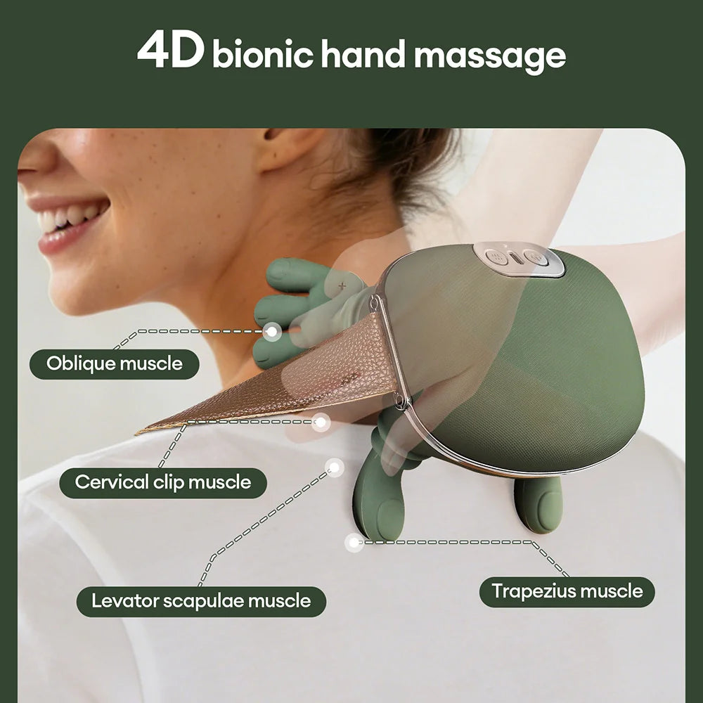 4D Bionic Finger Nacken-Schulter-Massagegerät Kabelloses Nacken-Halswirbel-Trapezius-Knetmassage-Schal Bürstenloser Motor Nackenmassagegerät