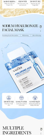 10 St. SADOER 24K Gold Vitamin C Hyaluronsäure Gesichtsmaske Feuchtigkeitsspendend Straffend Hydrierend Gesichtsmasken Hautpflegeprodukte