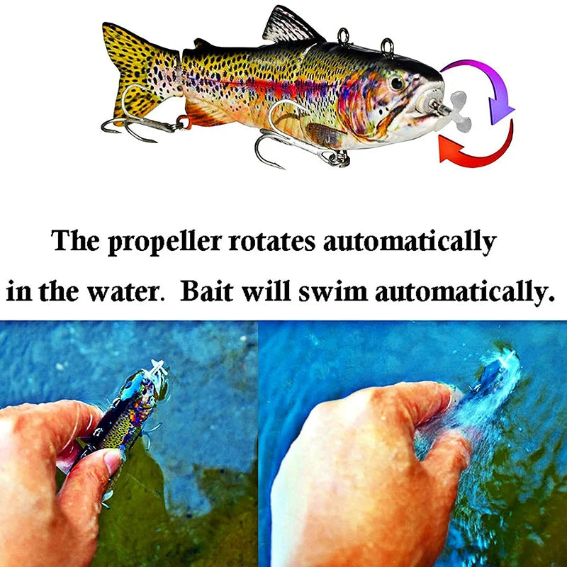 Automatischer Swimbait, elektrischer, robotergesteuerter Angelköder, 4-Segment, automatisch, mehrteiliger Köder, USB-wiederaufladbar, Wobbler, Pesca-Zubehör