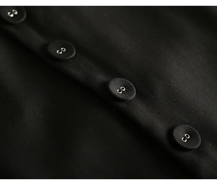 #0709 Frühling Herbst Anzugweste Damen Ärmellose Jacke Kurze Büroweste Mantel Schlanke Einreihige Weste Weiblich Schwarz