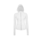 Damen Kapuzen-Sportanzug für Outdoor, Laufen, Fitness und Yoga, atmungsaktiv, lange Ärmel, Strickjacke