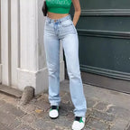 Heiß begehrte neue hellblaue schmale High-Waist Stretch-Jeans für Damen – vielseitig und lässig