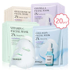 20 Stück BIOAQUA Centella Collagen Gesichtsmaske VC Feuchtigkeitsspendende Erfrischende Tuchmasken Hyaluronsäure Gesichtsmaske Hautpflegeprodukte