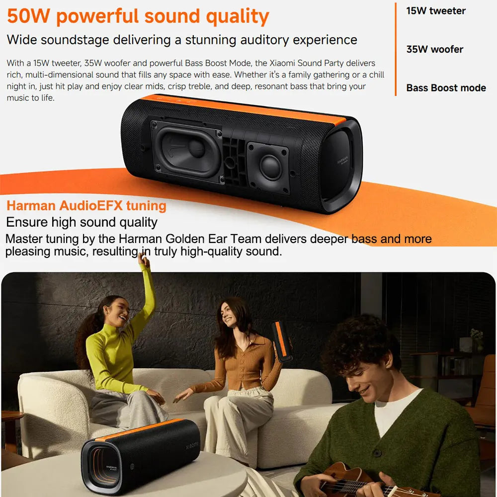 Xiaomi Sound Party, 50W tragbarer Bluetooth-Lautsprecher, Harman AudioEFX TWS-Modus 26h Wiedergabezeit, Smart Connectivity Wireless Speaker