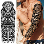 Kompass Roboterarm Temporäre Tattoos Ärmel für Männer Frauen Realistische Gefälschte Totenkopf Engel Ganzarm Tattoos Maori Totem Tattoo Aufkleber